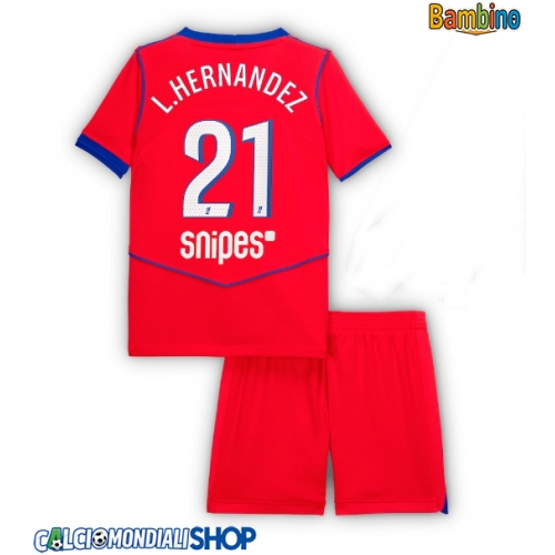 Maglie da calcio Paris Saint-Germain Lucas Hernandez #21 Terza Maglia Bambino 2025-26 Manica Corta + Pantaloni corti)
